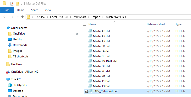 TADS Sample Def files